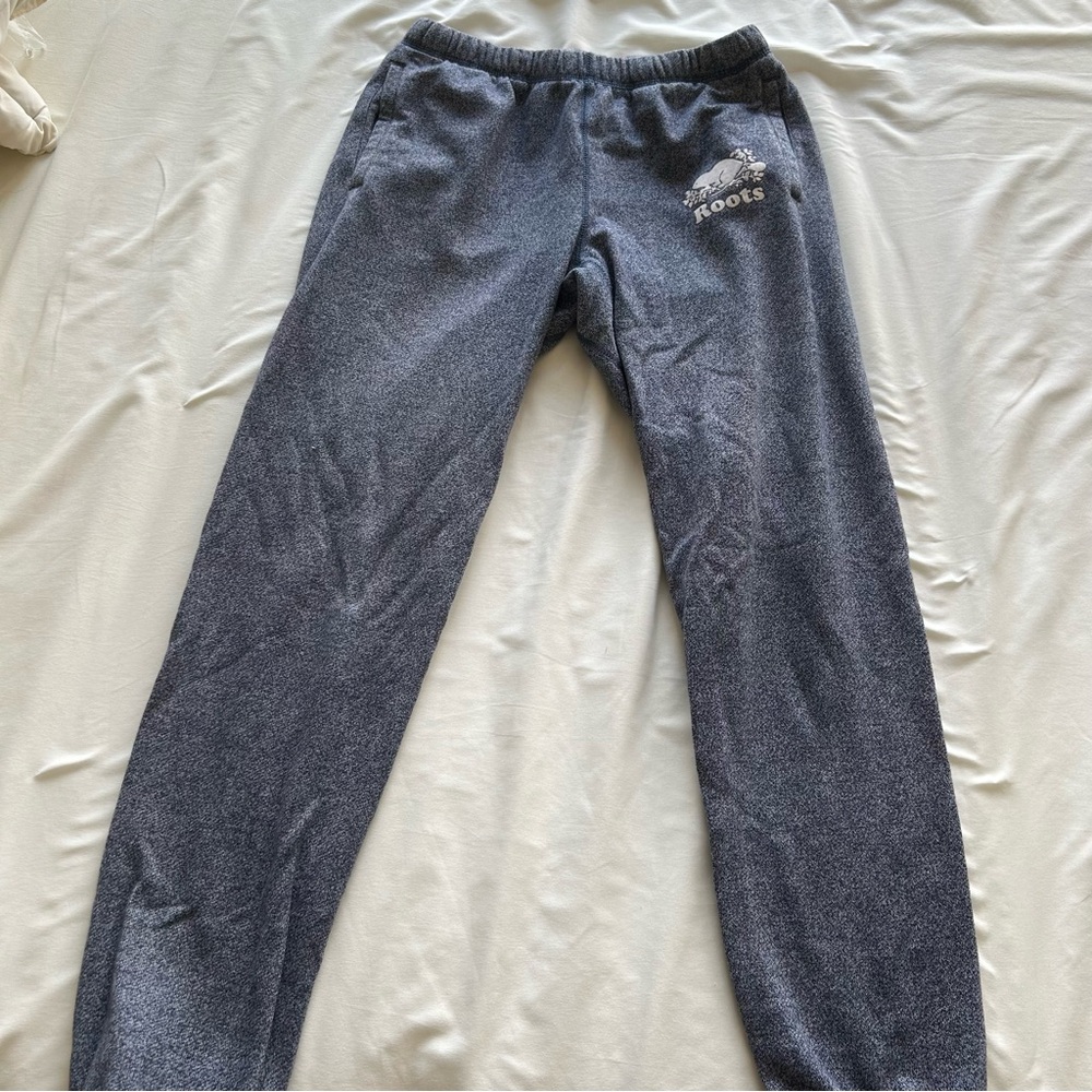 Roots Organic Original Sweatpants, blue salt and pepper color, size S.